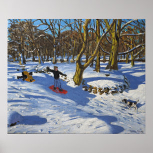 Red sledge Lomberdale Hall Derbyshire 2014 Poster