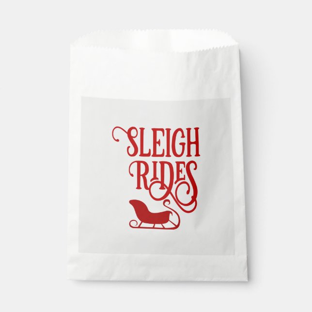 Red Sleigh Rides Holiday Favour Bag (Front)