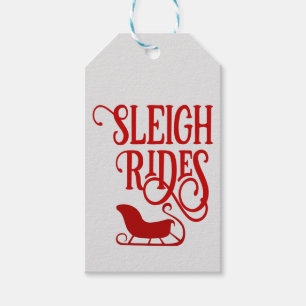 Red Sleigh Rides Holiday Gift Tags