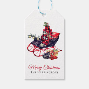 Red Sleigh Vintage Christmas Personalised Gift Tags
