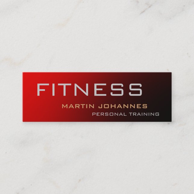Red Slim Unique Personal Trainer Business Card (Front)