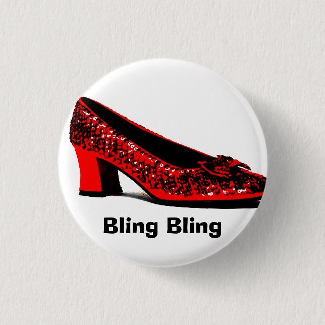 red slippers, Bling Bling 3 Cm Round Badge (Front)