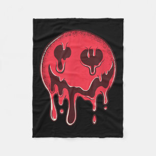 Red Smiling Face Grunge Melting Face Fleece Blanket