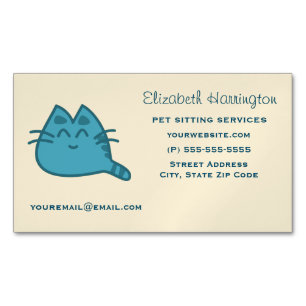 Red Smiling Kitty Cat Magnetic Business Card