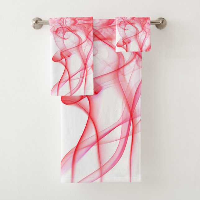 Red Smoke Symmetrical Minimalist Abstract Bath Towel Set (Insitu)