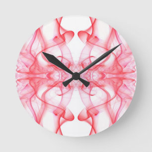 Red Smoke Symmetrical Minimalist Abstract Round Clock