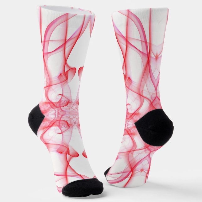 Red Smoke Symmetrical Minimalist Abstract Socks (Angled)