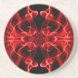 Red Smoke Symmetrical Minimalist Black Coaster
