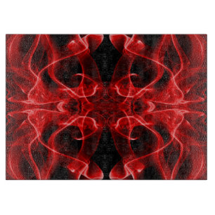 Red Smoke Symmetrical Minimalist Black Cutting Board