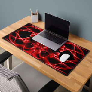 Red Smoke Symmetrical Minimalist Black Desk Mat