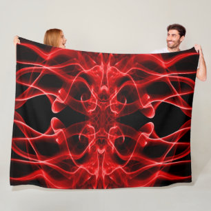 Red Smoke Symmetrical Minimalist Black Fleece Blanket