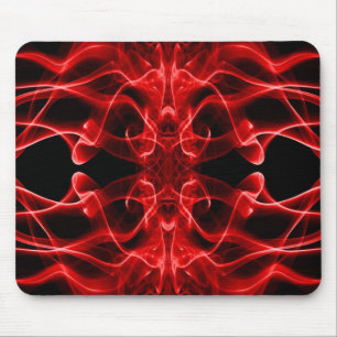 Red Smoke Symmetrical Minimalist Black Mouse Pad