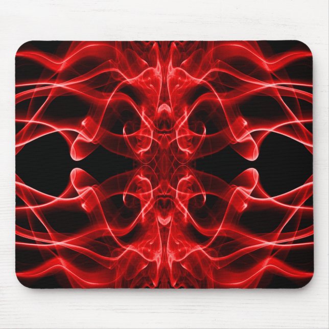 Red Smoke Symmetrical Minimalist Black Mouse Pad (Front)