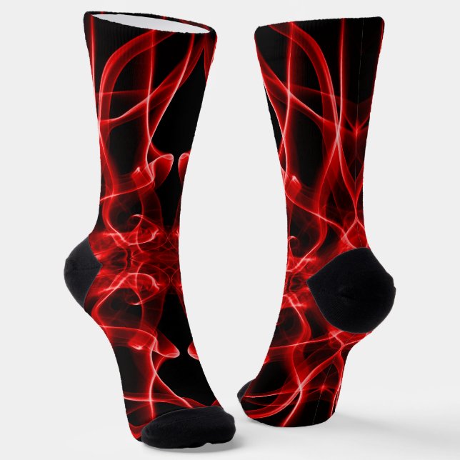 Red Smoke Symmetrical Minimalist Black Socks (Angled)