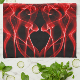 Red Smoke Symmetrical Minimalist Black Tea Towel