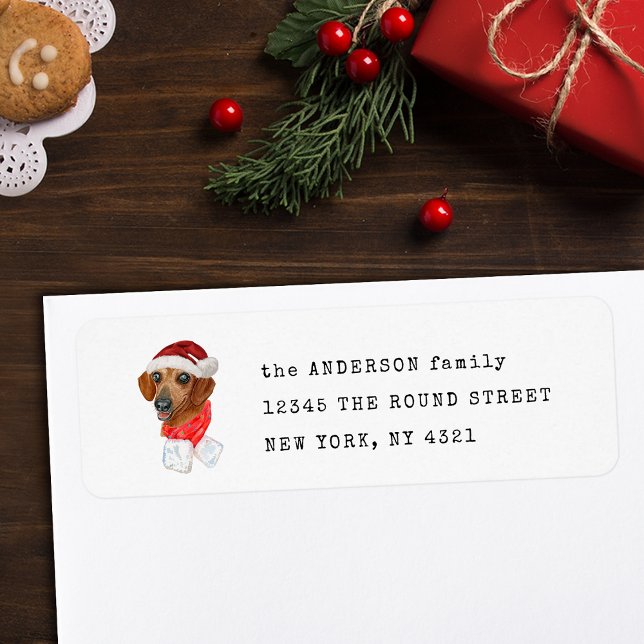 Red Smooth Coated Dachshund Dog Return Address Label (Creator Uploaded)
