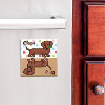 Red Smooth Dachshund 2 Dirty / Clean Magnet<br><div class="desc">Unique and funny Dog Cartoon created by Naomi Ochiai from Japan. Cute and Funny Dachshund cartoon dishwasher magnet for Dachshund fans!!  Red Smooth Haired Dachshund is looking up at you!!  Adorable expression from Doxie.</div>