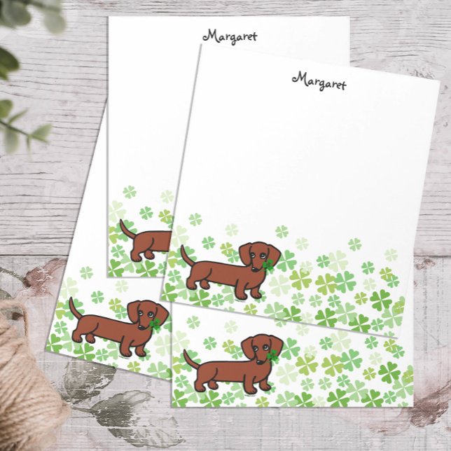 Red Smooth Dachshund 2 Notepad (Cute Red Smooth Haired Dachshund Stationery for Dog Lovers)