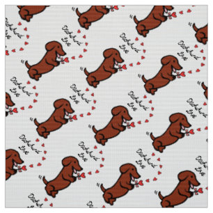 Red Smooth Dachshund Love Fabric