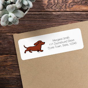 Red Smooth Dachshund Running Return Address Label
