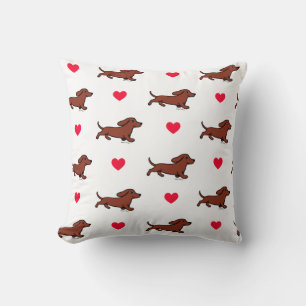 Red Smooth Dachshund Valentine Red Hearts Cushion