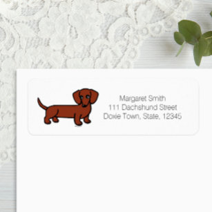 Red Smooth Haired Dachshund 2 Return Labels