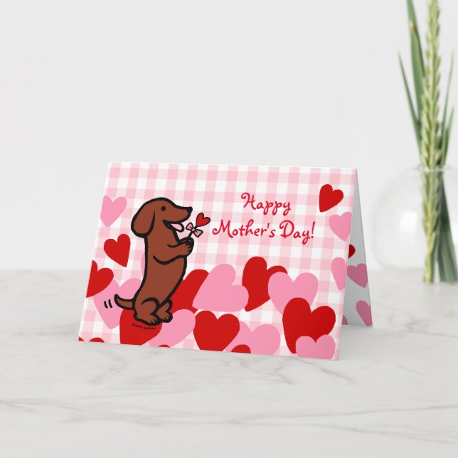 Red Smooth Haired Dachshund Card (Front)