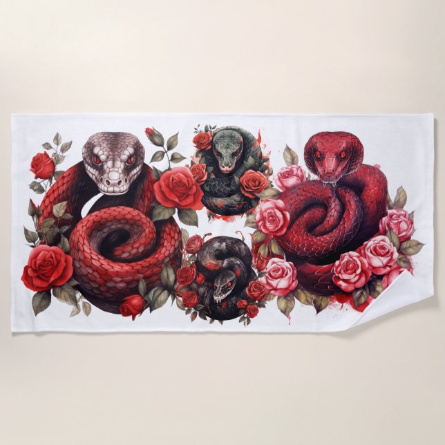 Red Snake Beach Towel (Front)