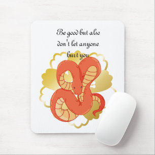 Red Snake on a Golden Flower” Unique & Luxurious Mouse Pad