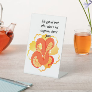 Red Snake on a Golden Flower”   Unique & Luxurious Pedestal Sign