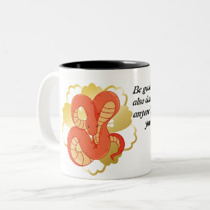 Red Snake on a Golden Flower”   Unique & Luxurious Two-Tone Coffee Mug