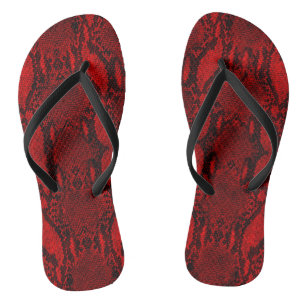 Red Snake Skin Print Thongs