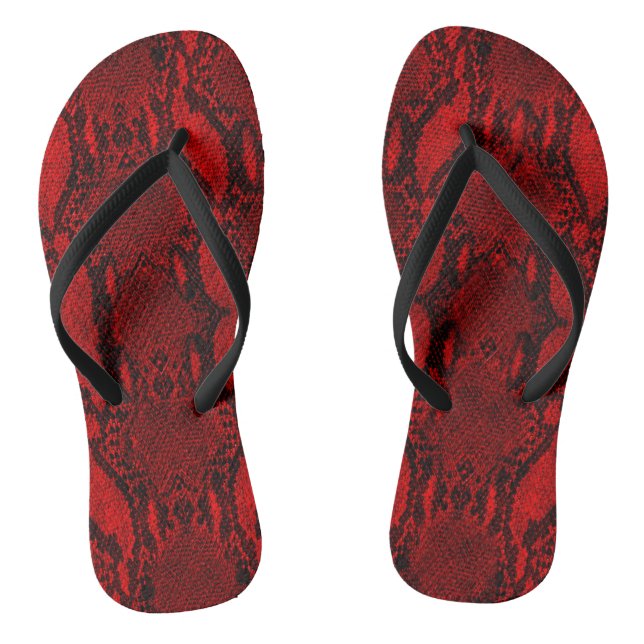 Red Snake Skin Print Thongs (Footbed)