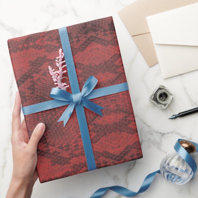 Red Snake Skin Print Wrapping Paper (Gifting)