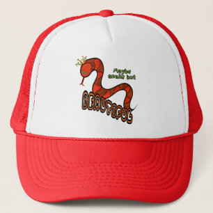 Red snake trucker hat