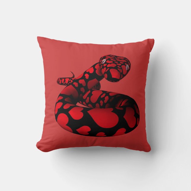 Red Snake With Hearts Cushion (Front)