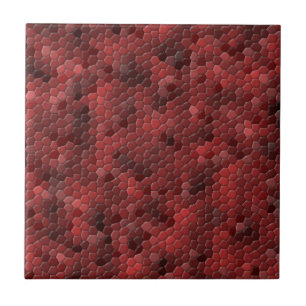 Red Snakeskin Pattern Ceramic Tile
