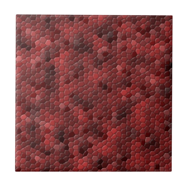 Red Snakeskin Scales Pattern Ceramic Tile (Front)