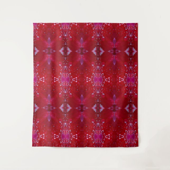 Red Snapdragon Ikat Also  Tapestry (Front)