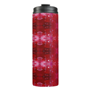 Red Snapdragon Ikat  Thermal Tumbler