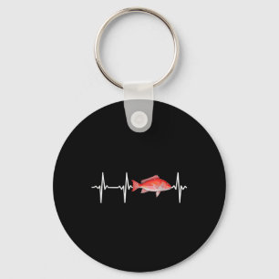 Red Snapper Heartbeat For Saltwater Fish Fishing L Key Ring