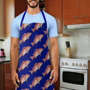 Red Snapper Pattern Unisex Kitchen Apron