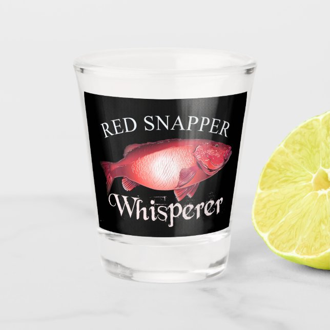 Red Snapper Whisperer Dark Shot Glass (Front)