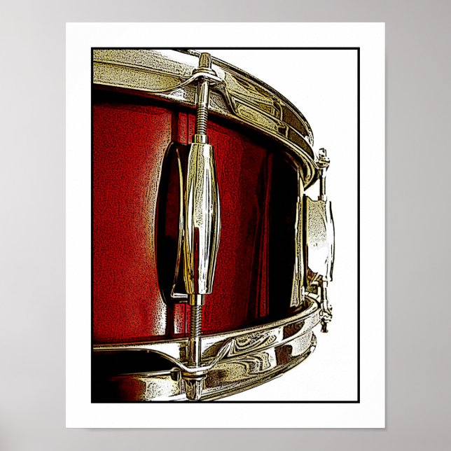 Red Snare Drum Print Drummer Musician Poster (Front)