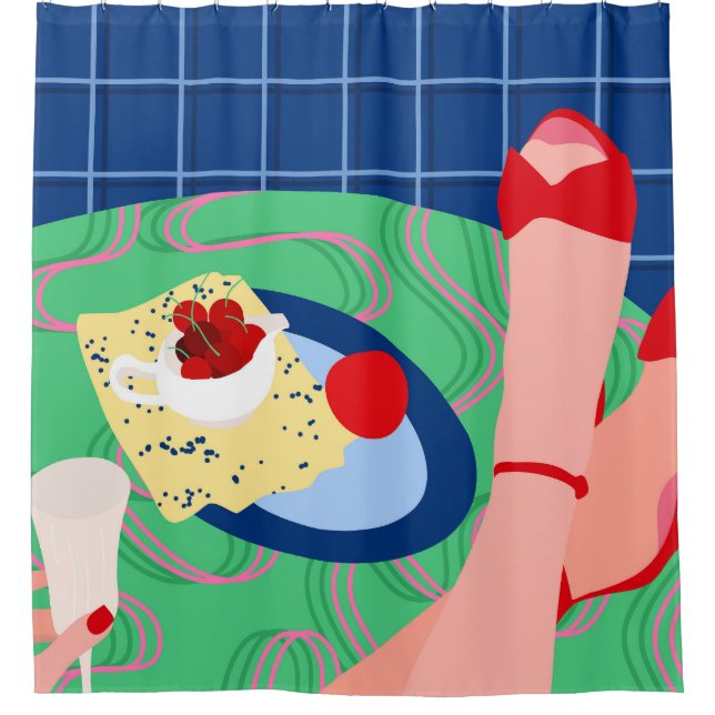 Red Sneak Peek Shower Curtain (Front)