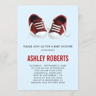 Red Sneakers Baby Shower Invitation Gender Neutral