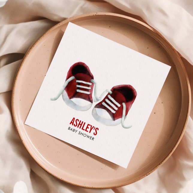 Red Sneakers Baby Shower Napkins, Gender Neutral Napkin (Creator Uploaded)