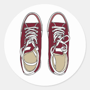Red sneakers classic round sticker