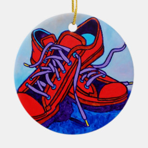 Red Sneakers Two Ceramic Ornament