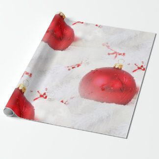 red snow balls wrapping paper